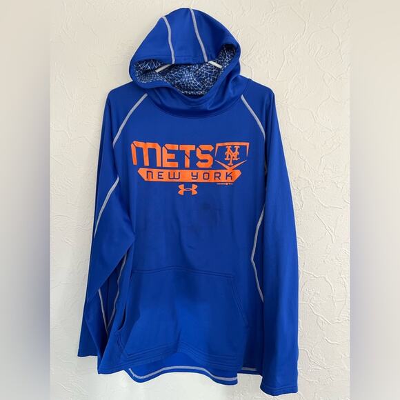 Mens Under Armour New York Mets Hoodie Blue Orange Size XL 2016 - Picture 6 of 6